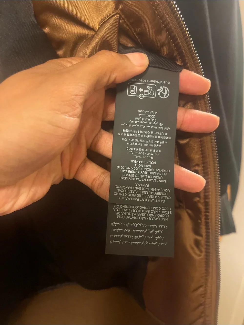Saint Laurent Brown Satin-Look Bomber Jacket